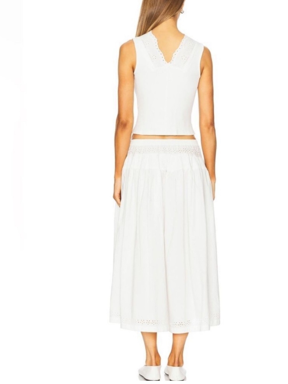 Free People White Eyelet Tie-Front and eyelet skirt - Picture 4 of 6